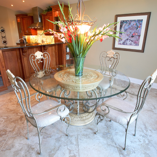 pretty glass dining table